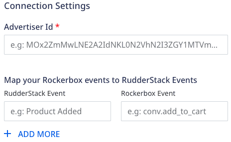 Rockerbox Connection Settings in RudderStack