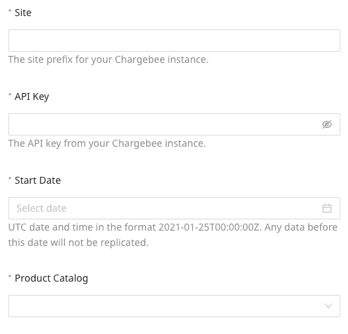 Chargebee connection settings