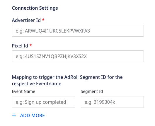 AdRoll connection settings