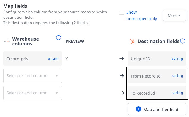 HubSpot connection settings